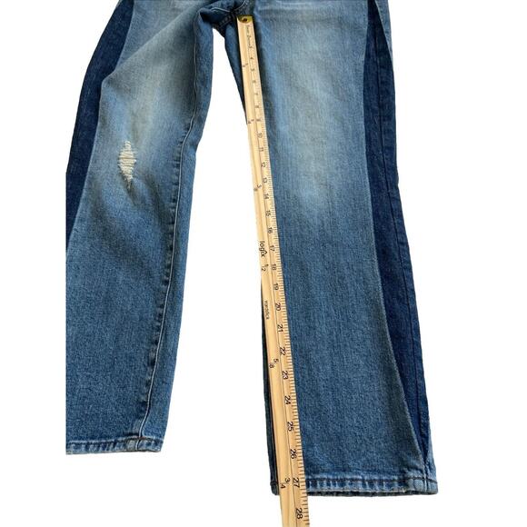 Madewell Jeans Womens 28T Hi-Rise Slim Boy Two Tone Denim Ankle Distressed Boho - Picture 11 of 13